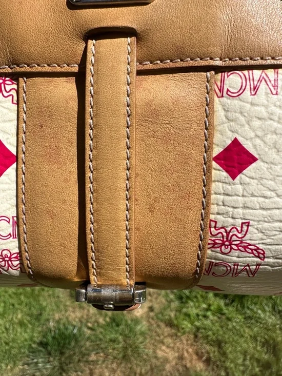 MCM Pink & White Logo-Print Shoulder Bag with Pink Accents with COA - Picture 16 of 17